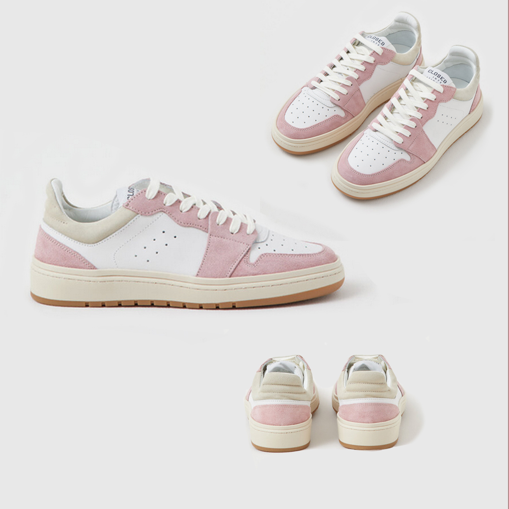 Rauleder-Sneaker von Closed in rosarot mit weiß kombiniert
